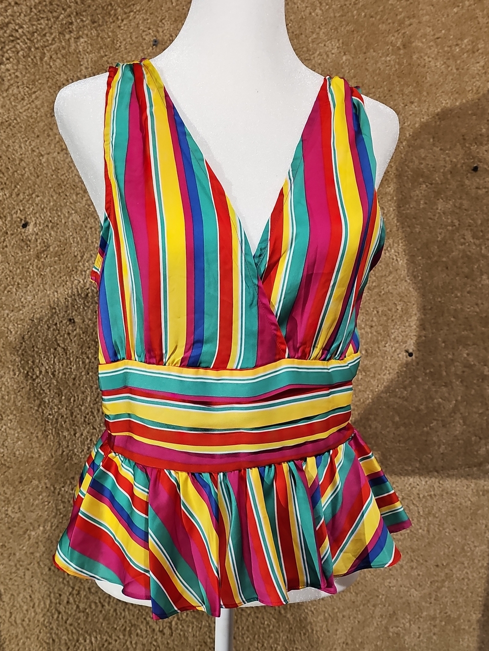Colorful Rainbow Stripe Kids One-Piece Swim Top
